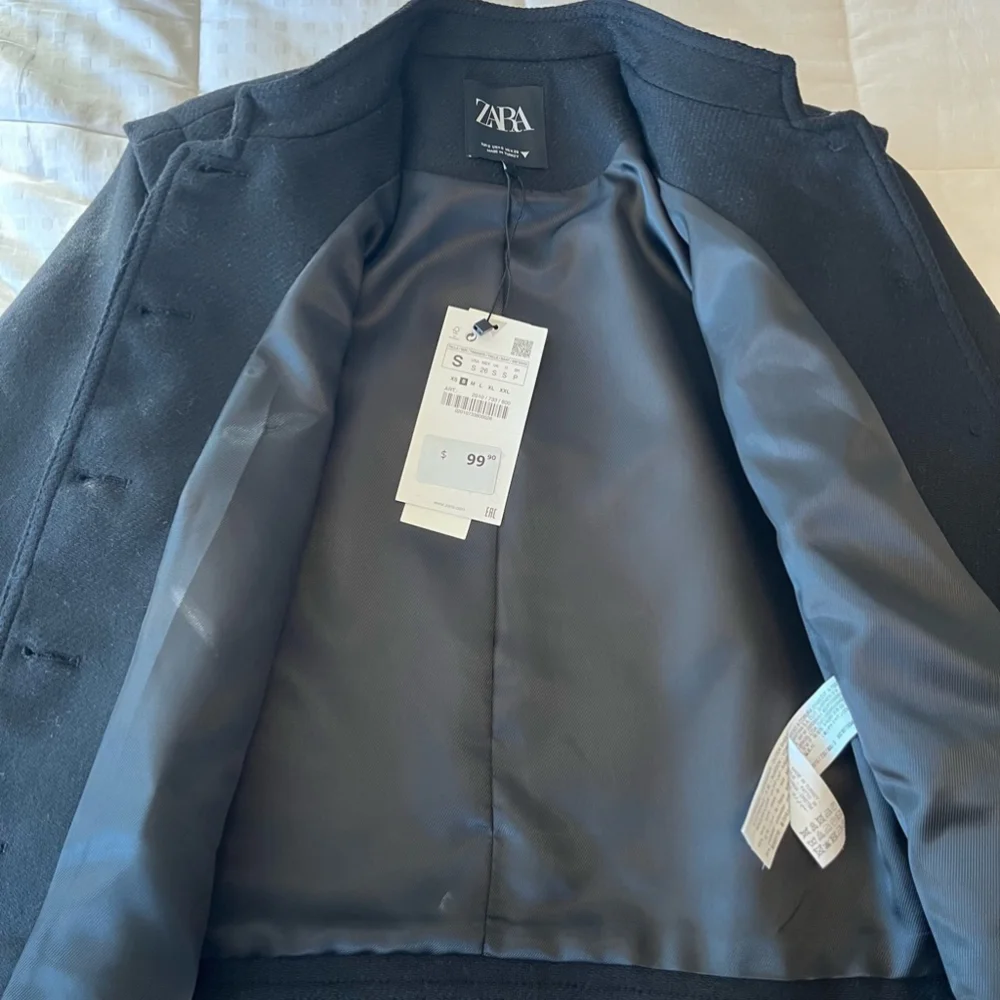 SOLD🥤 Zara Woman Textured Cropped Wool Blend Jacket Black Gold Buttons S NWT - Picture 13 of 16